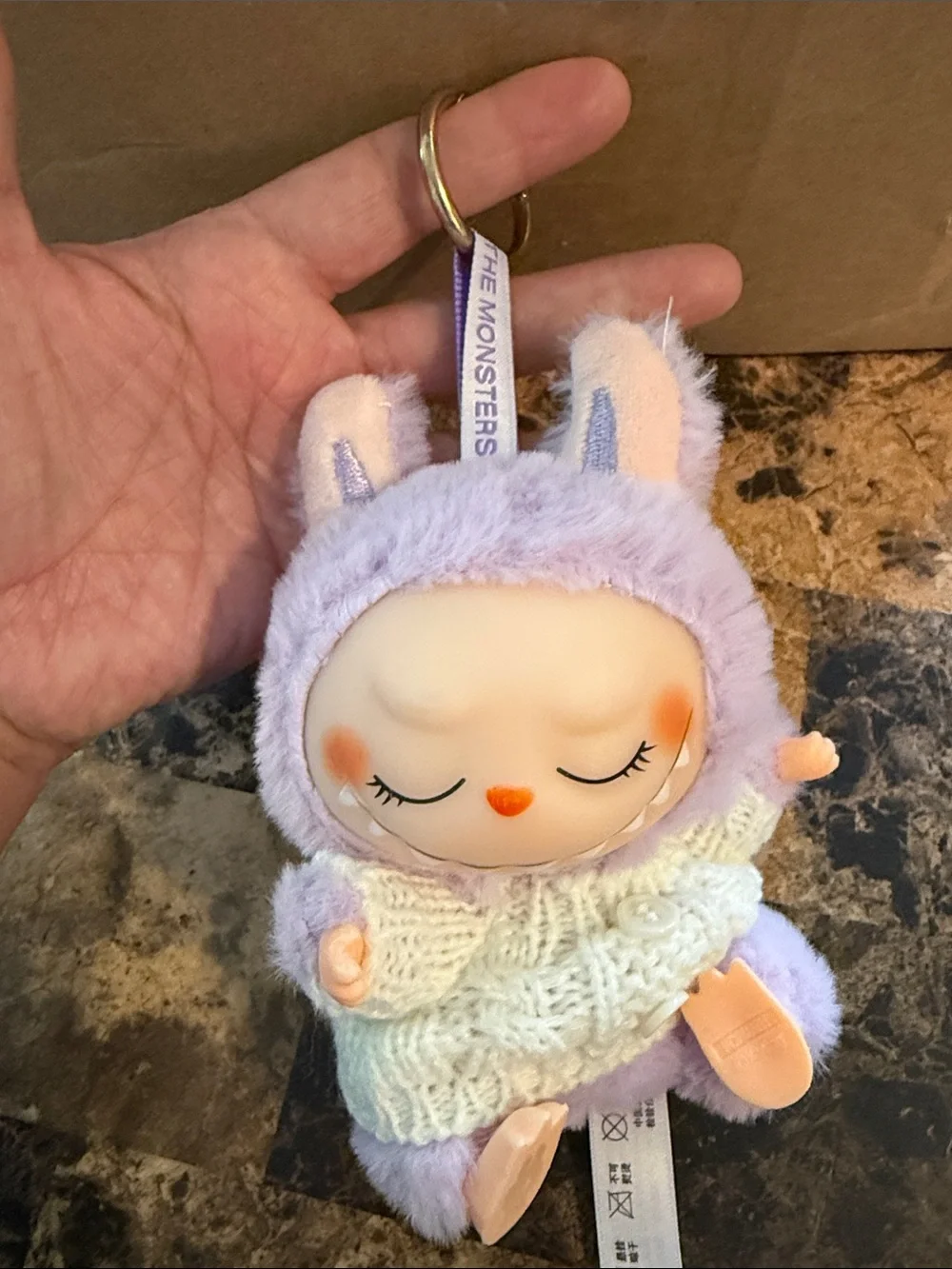 Lavender Bunny Keychain Plush with Knit Sweater - The Monsterss